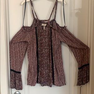 Knox Rose SZ L Cold Shoulder Boho Blouse NWT